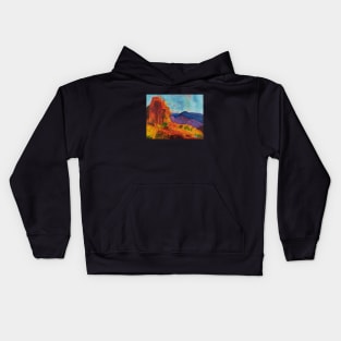 Impressionist Mountain Landscape in Autumn Kids Hoodie